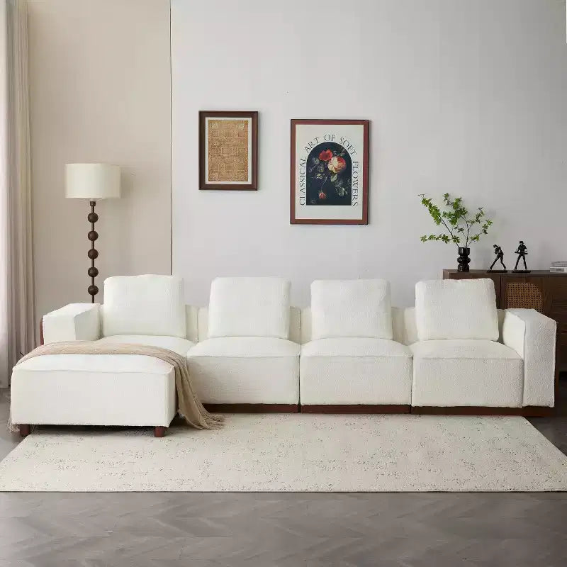 Christopher Knight Home Avery Divano Sezionale a L Rivestito con Cuscini, Beige/Marrone