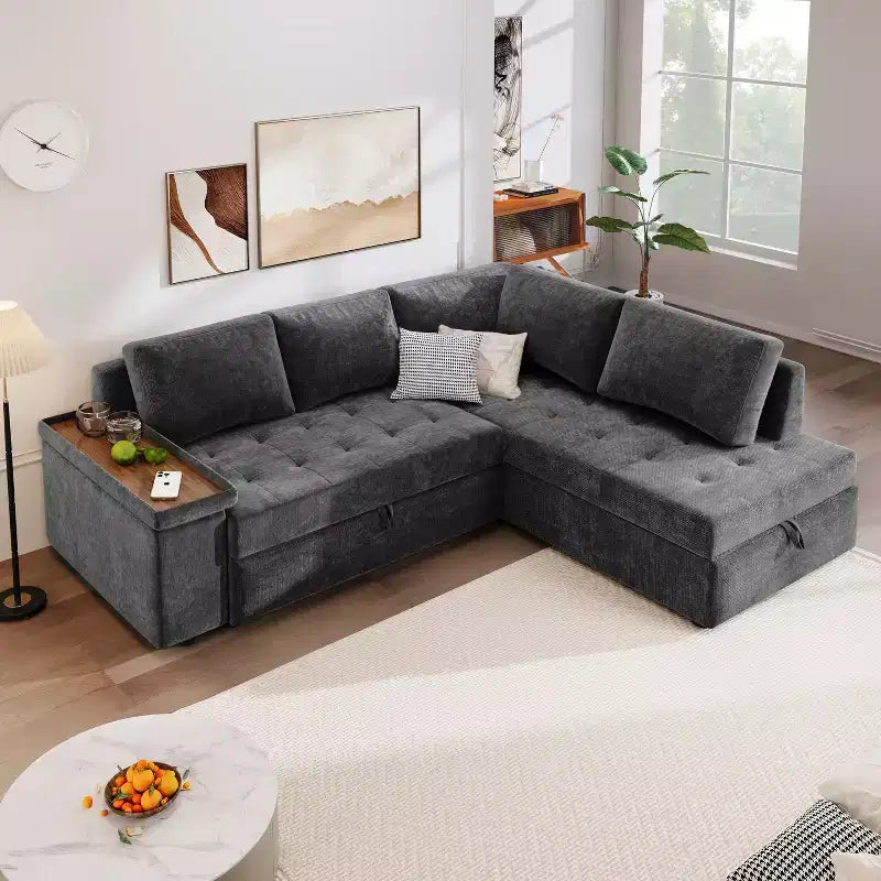 Divano componibile 91,5W, divano letto estraibile con bracciolo contenitore - Christopher Knight Home