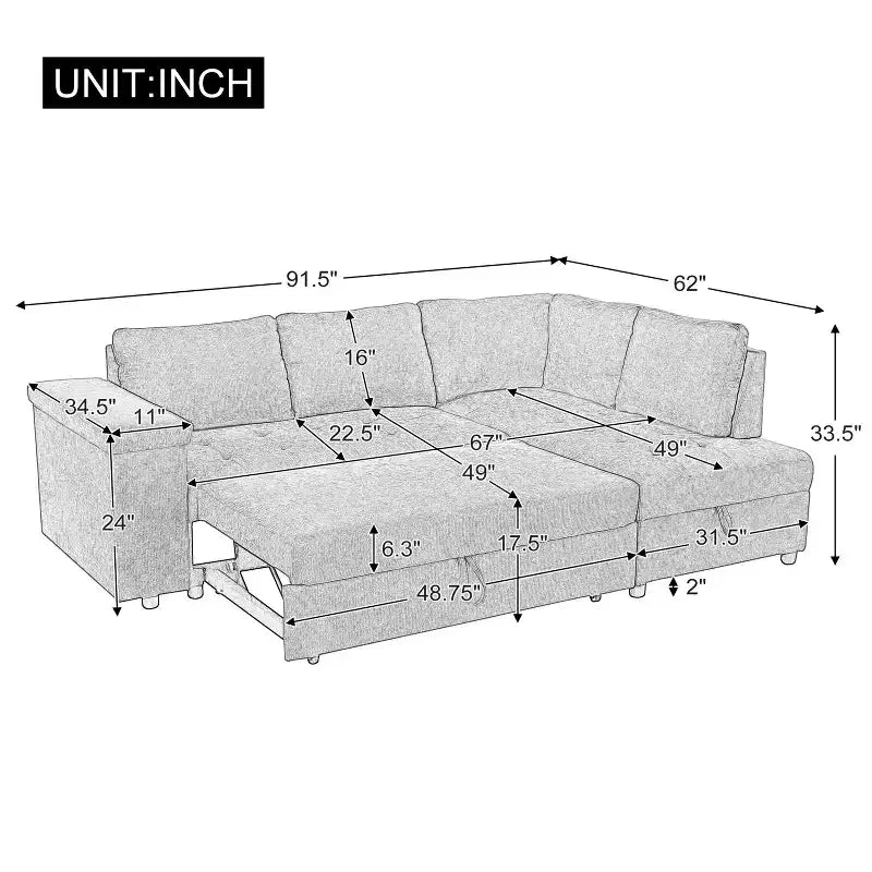 Divano componibile 91,5W, divano letto estraibile con bracciolo contenitore - Christopher Knight Home