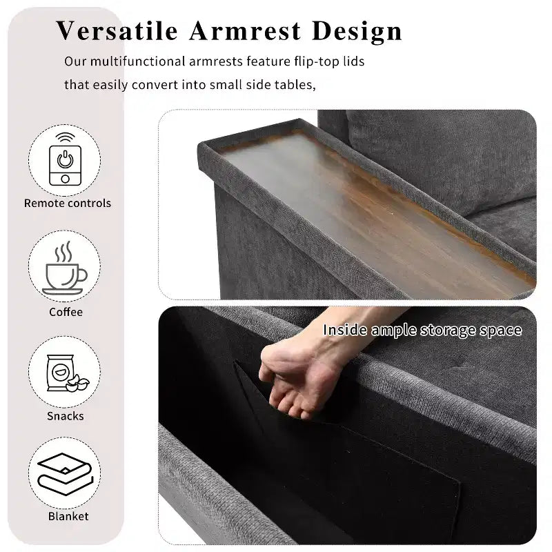 Divano componibile 91,5W, divano letto estraibile con bracciolo contenitore - Christopher Knight Home