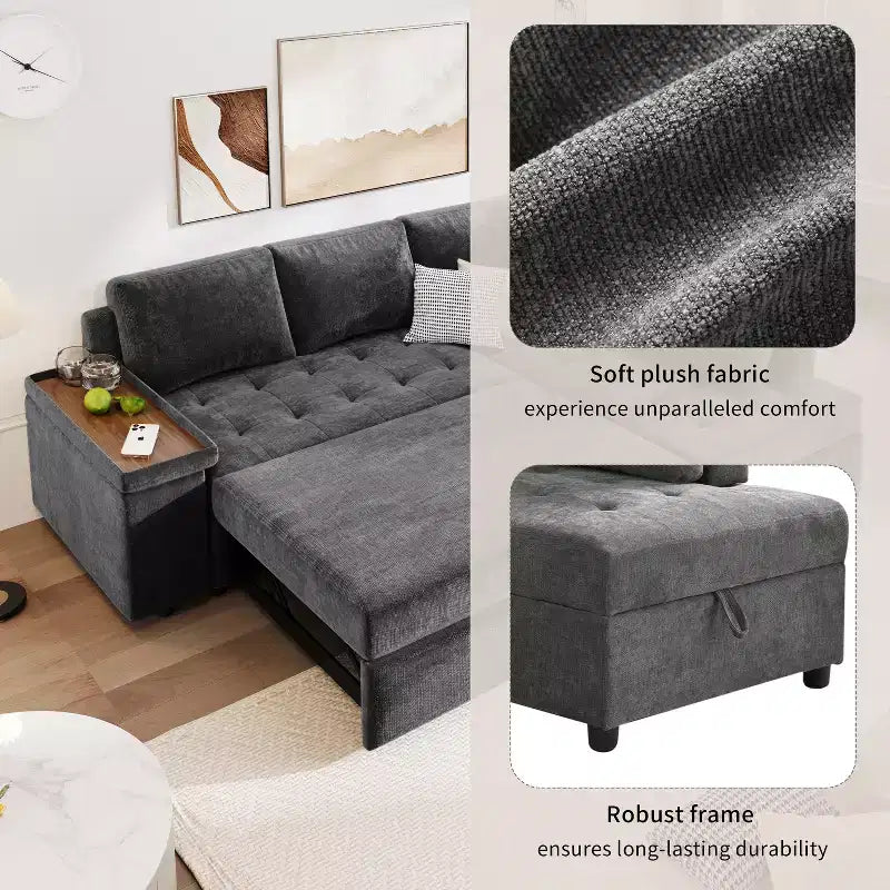 Divano componibile 91,5W, divano letto estraibile con bracciolo contenitore - Christopher Knight Home