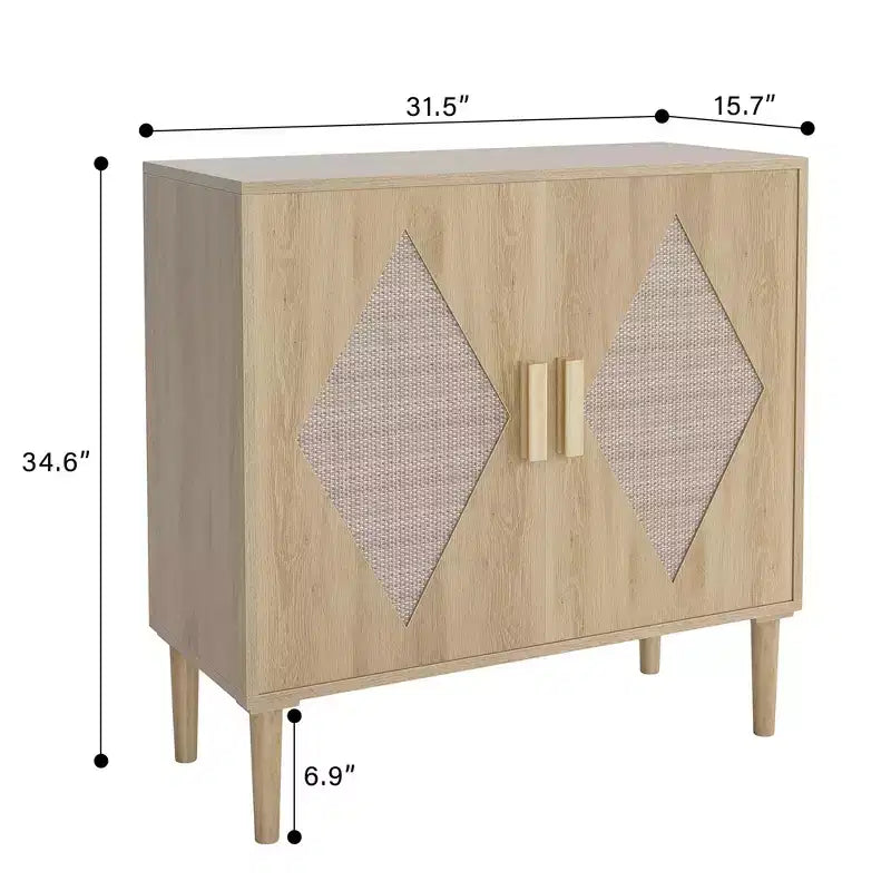 Buffet Whizmax avec Rangement, Meuble de Rangement avec 2 Portes en Rotin, Buffet, Armoire d'Appoint pour Salon, Entrée, Naturel