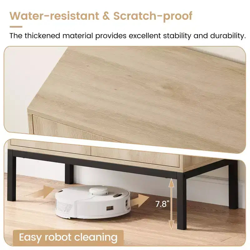 Mobile buffet in rattan Whizmax, mobile contenitore naturale con ripiani regolabili, piccola credenza per sala da pranzo, cucina, soggiorno, corridoio
