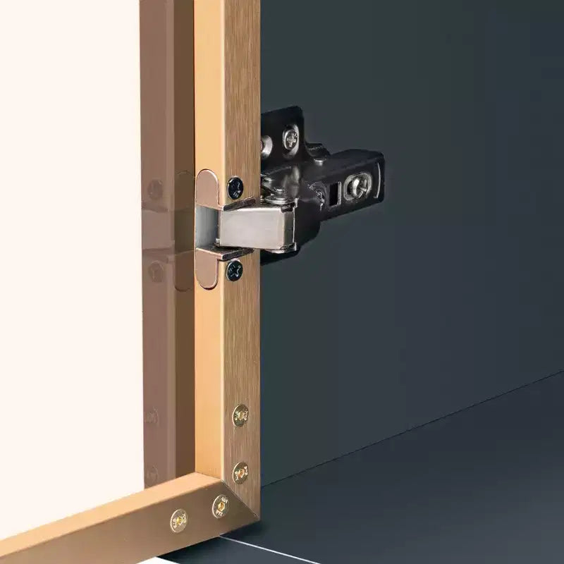 Credenza moderna Whisen con piano in marmo adesivo, gambe e maniglie in metallo dorato per sala da pranzo, soggiorno
