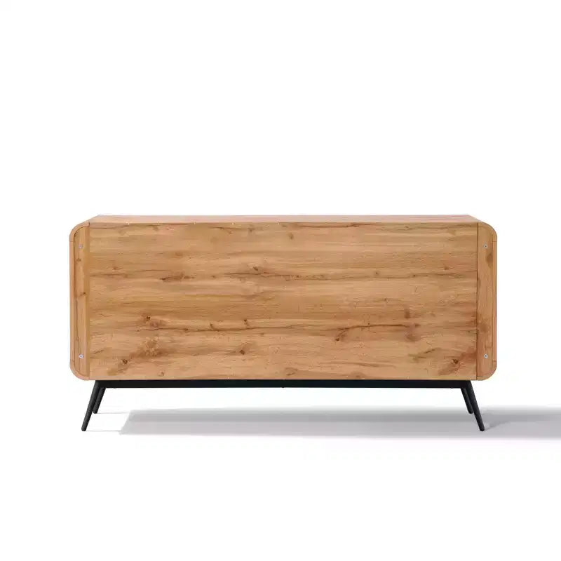 LuxenHome Credenza Mobile Contenitore a 4 Ante con Chiusura Ammortizzata Larga 160 cm con Gambe in Metallo Nero