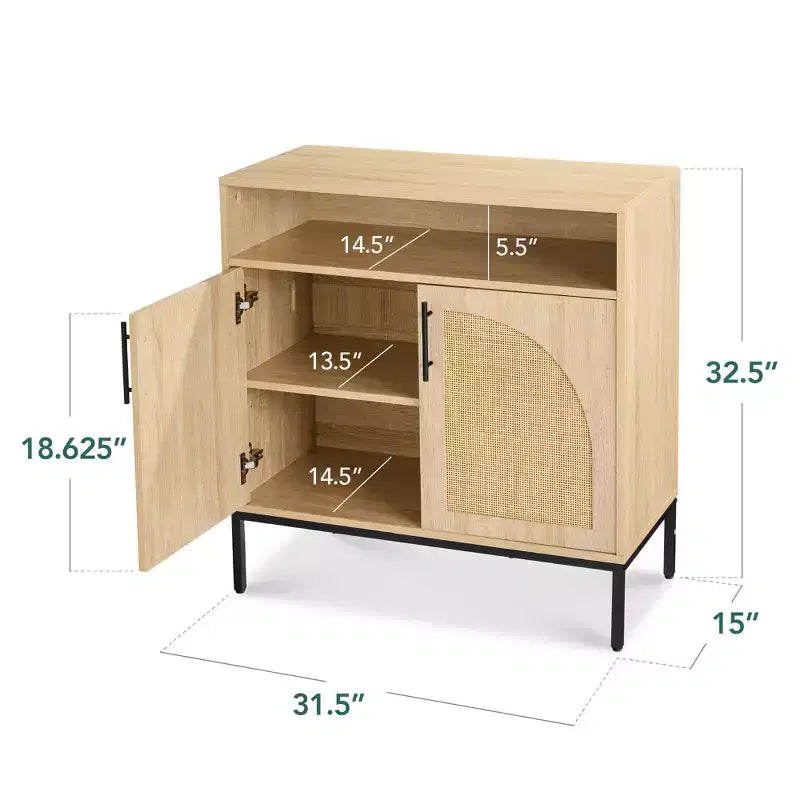 Mobiletto ad arco a 2 ante in rattan Best Choice Products, credenza, buffet, con foro passacavi, ripiano regolabile