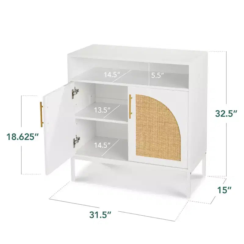 Mobiletto ad arco a 2 ante in rattan Best Choice Products, credenza, buffet, con foro passacavi, ripiano regolabile