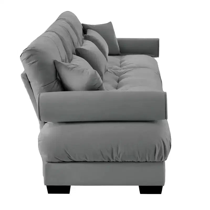 Christopher Knight Home Crane 130 Moderno Divano a 3 Posti in Velluto con Braccioli Imbottiti