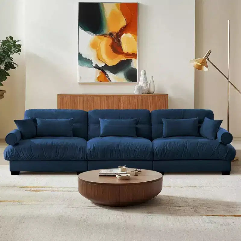 Christopher Knight Home Crane 130 Modern 3 Seater Velvet Sofa with Bolstered Armrests