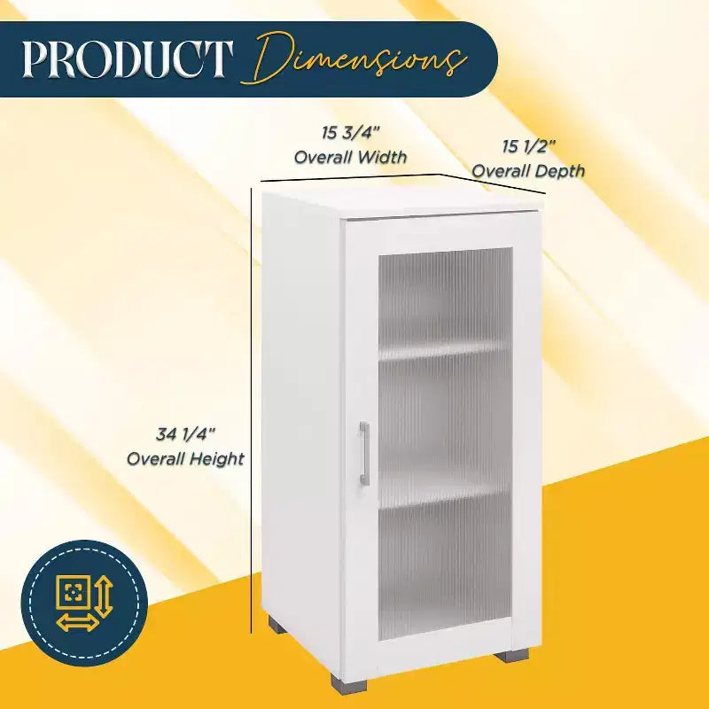 Kings Brand Furniture - Mobile Credenza Accentata con Vetrina e Anta in Vetro per Soggiorno, Camera da Leto, Cucina, Ufficio e Ingresso