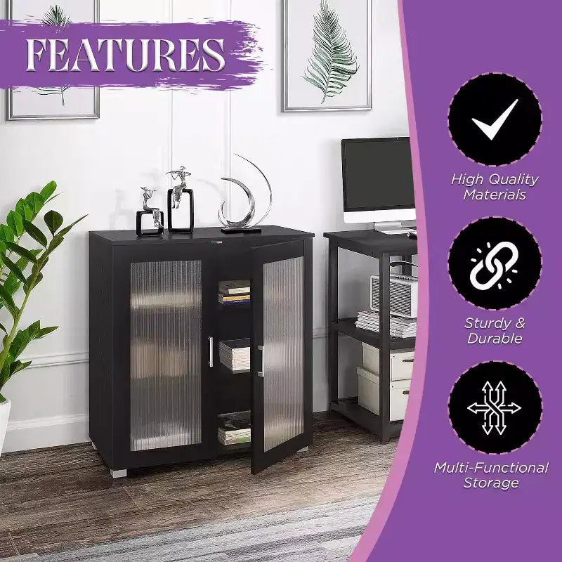 Kings Brand Furniture - Mobiletto credenza a 2 ante, Armadietto da terra per cucina, sala da pranzo, soggiorno, ingresso