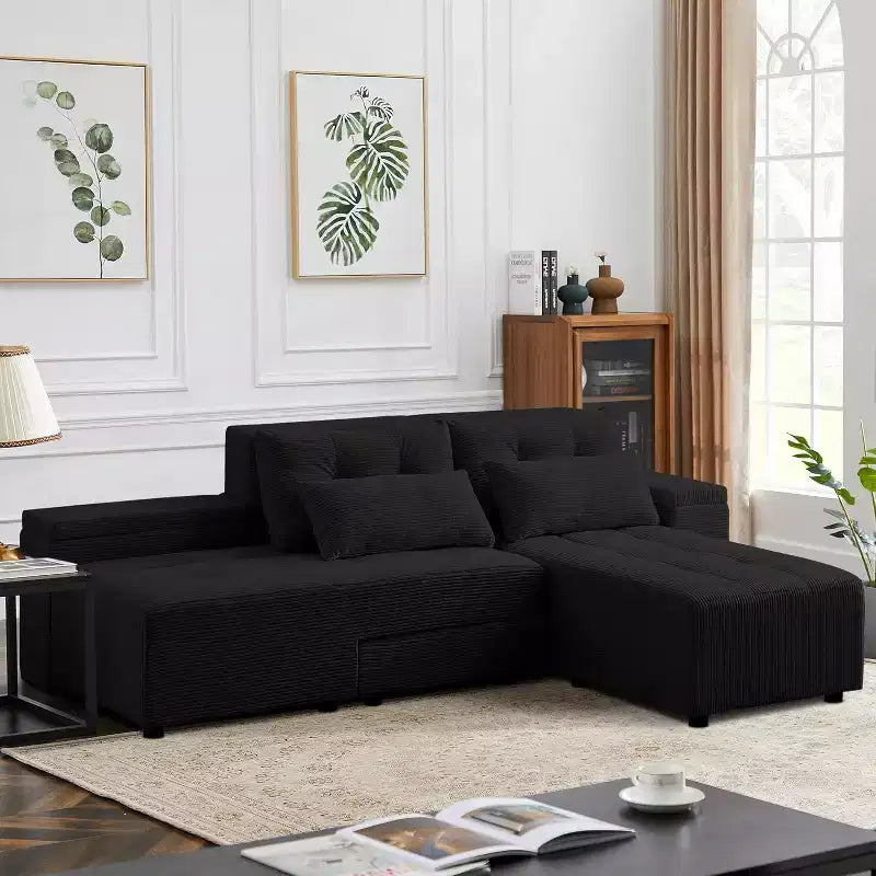GDFStudio Andy 111 Divano Sezionale Modulare Rivestito con 4 Cuscini e Contenitore