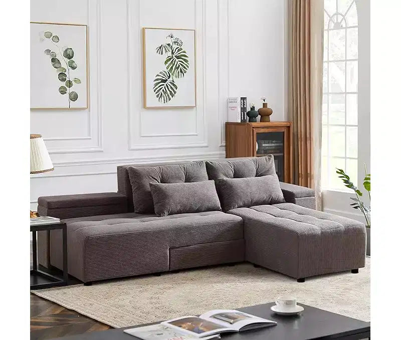 GDFStudio Andy 111 Divano Sezionale Modulare Rivestito con 4 Cuscini e Contenitore