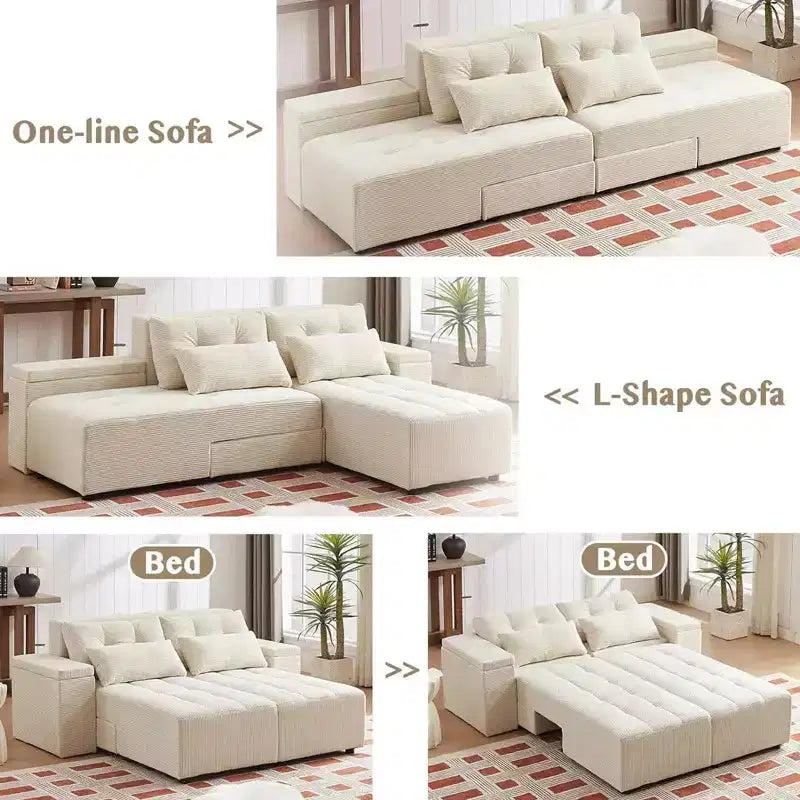 GDFStudio Andy 111 Divano Sezionale Modulare Rivestito con 4 Cuscini e Contenitore