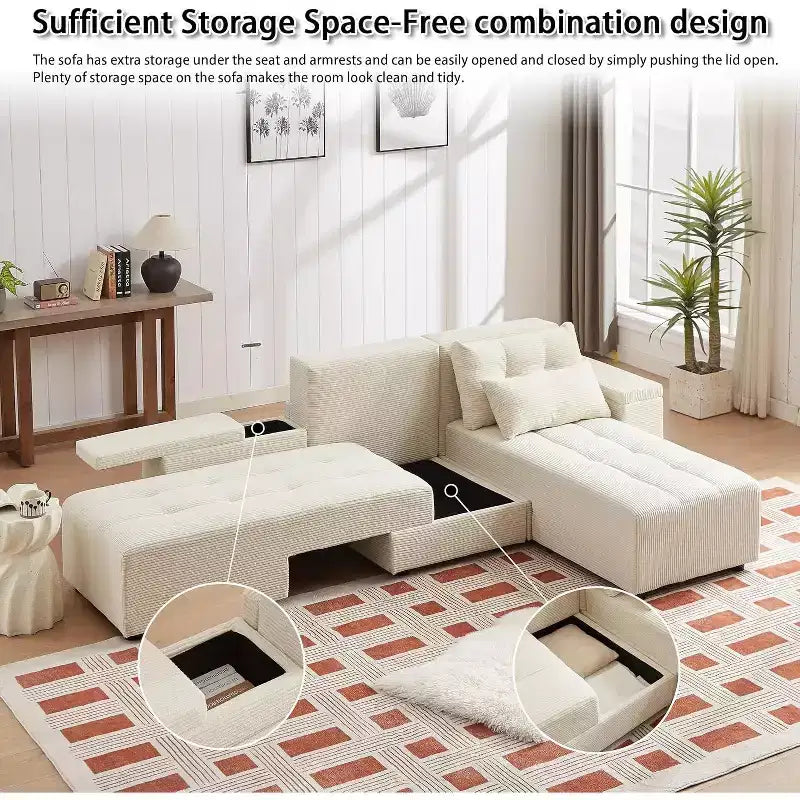 GDFStudio Andy 111 Divano Sezionale Modulare Rivestito con 4 Cuscini e Contenitore