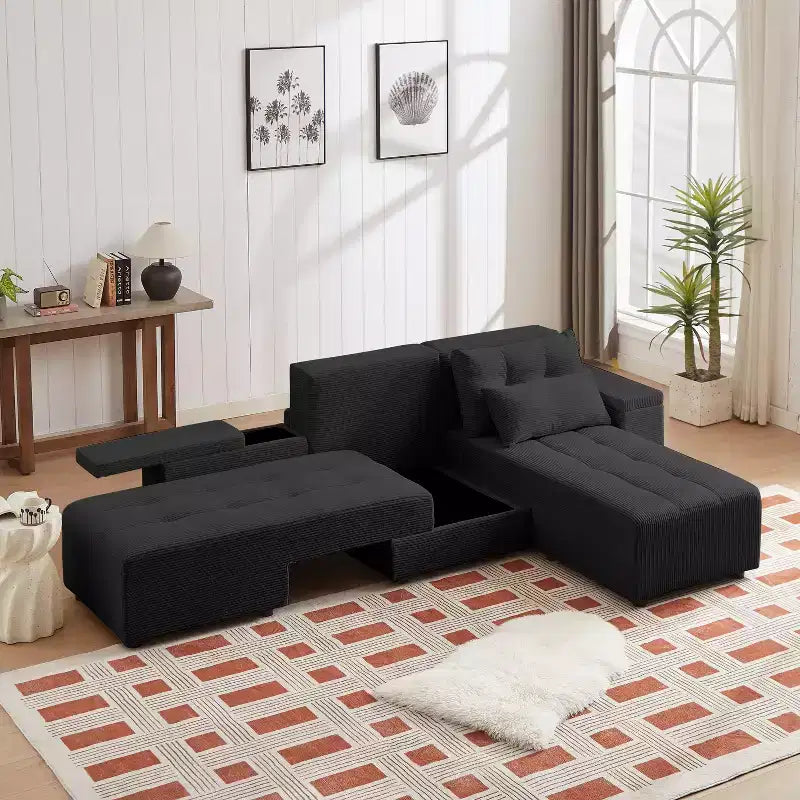 GDFStudio Andy 111 Divano Sezionale Modulare Rivestito con 4 Cuscini e Contenitore
