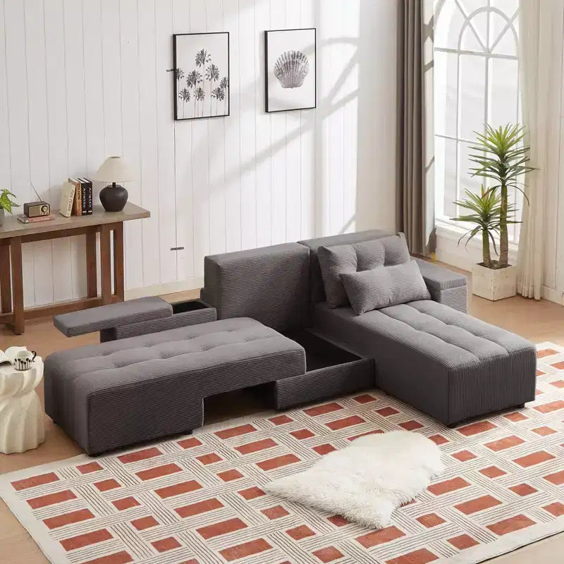 GDFStudio Andy 111 Divano Sezionale Modulare Rivestito con 4 Cuscini e Contenitore