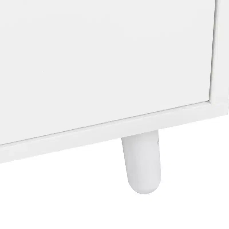 Dispensa da Cucina 63W, Mobile Dispensa da Cucina, Credenza con Ante, Cassetti, Ganci Appendiabiti e Ripiano per Microonde, Bianco-ModernLuxe