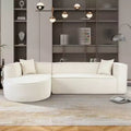 Modern L-shaped sectional sofa with sponge filling, elegant curve, chenille fabric, 2 pillows, for LR/Study.