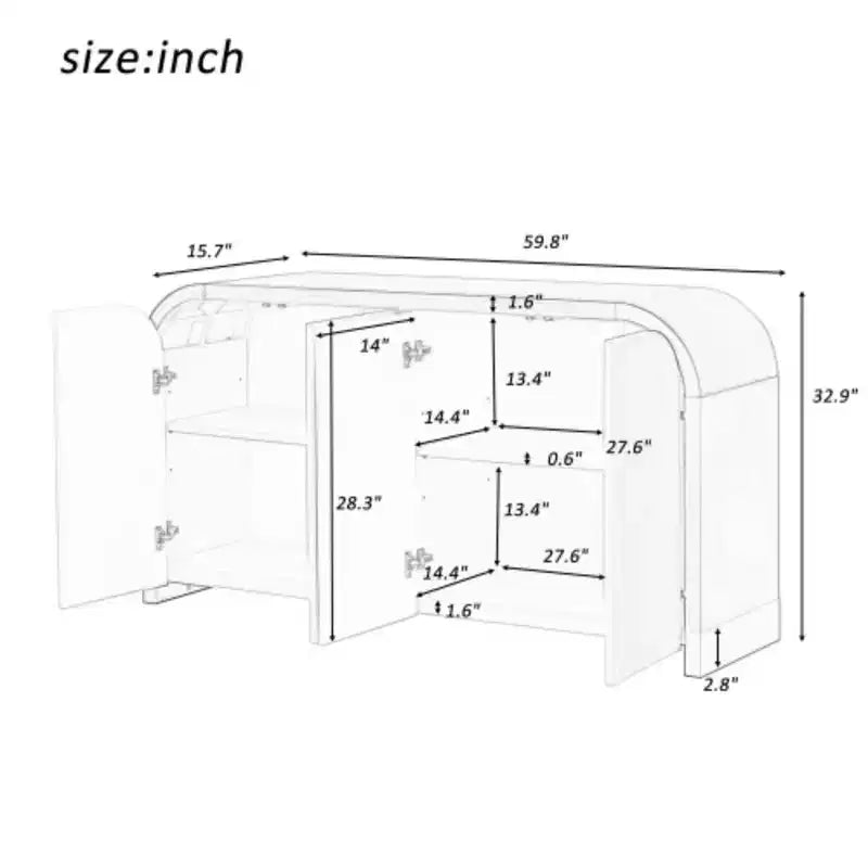 Credenza a quattro ante U-Style con impiallacciatura in frassino: caratteristiche eccezionali per corridoi, ingressi e soggiorni