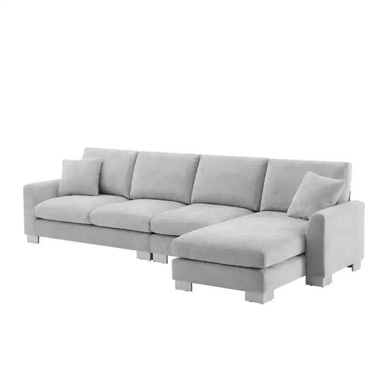 Divano componibile oversize Whisen Modern, set divano di lusso a L con chaise longue e 2 cuscini