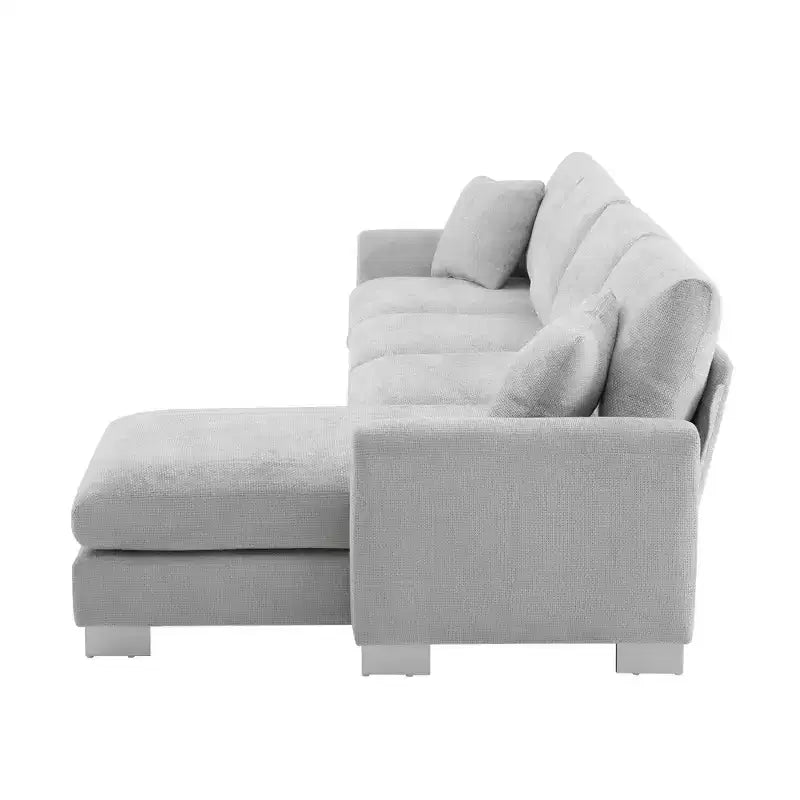 Divano componibile oversize Whisen Modern, set divano di lusso a L con chaise longue e 2 cuscini