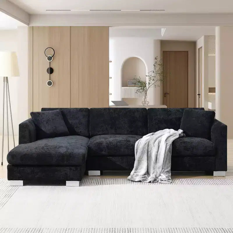 Divano componibile oversize Whisen Modern, set divano di lusso a L con chaise longue e 2 cuscini