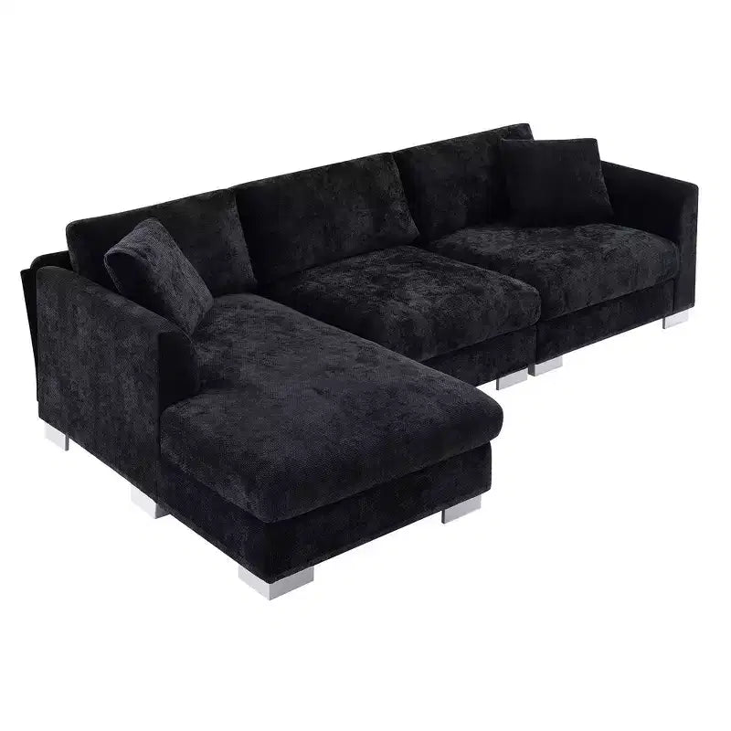Divano componibile oversize Whisen Modern, set divano di lusso a L con chaise longue e 2 cuscini
