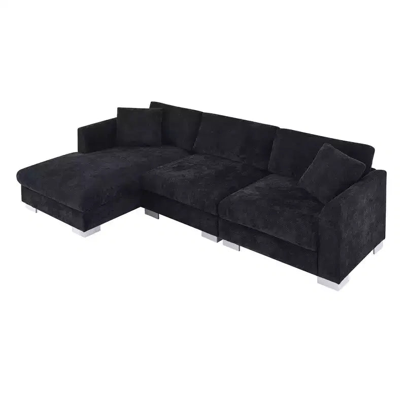 Divano componibile oversize Whisen Modern, set divano di lusso a L con chaise longue e 2 cuscini