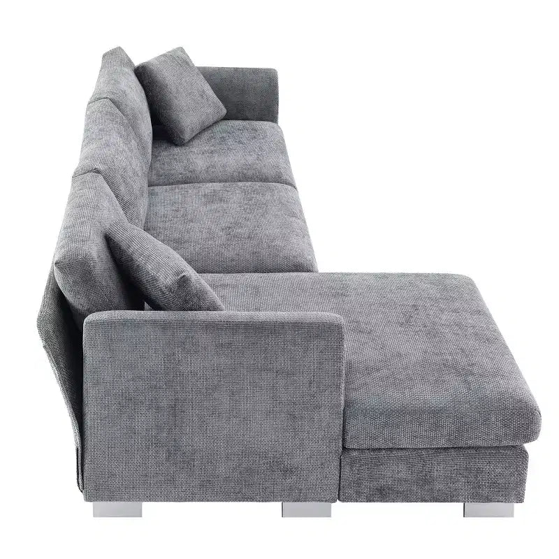 Divano componibile oversize Whisen Modern, set divano di lusso a L con chaise longue e 2 cuscini