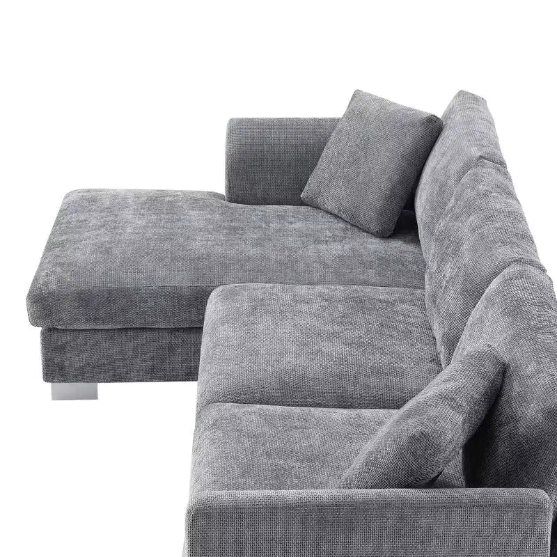 Divano componibile oversize Whisen Modern, set divano di lusso a L con chaise longue e 2 cuscini