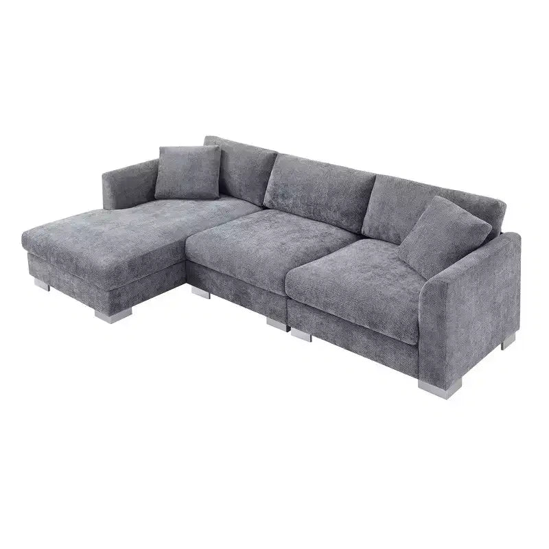 Divano componibile oversize Whisen Modern, set divano di lusso a L con chaise longue e 2 cuscini