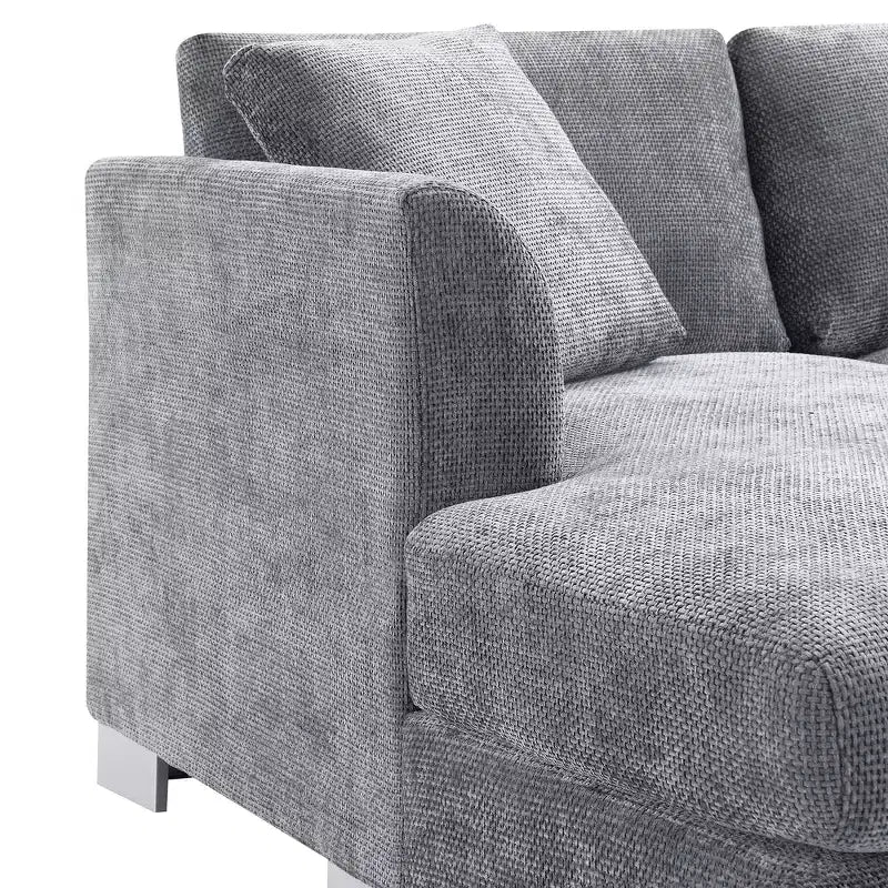 Divano componibile oversize Whisen Modern, set divano di lusso a L con chaise longue e 2 cuscini