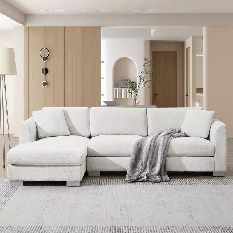 Divano componibile oversize Whisen Modern, set divano di lusso a L con chaise longue e 2 cuscini