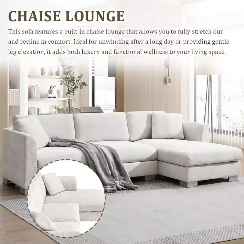 Divano componibile oversize Whisen Modern, set divano di lusso a L con chaise longue e 2 cuscini