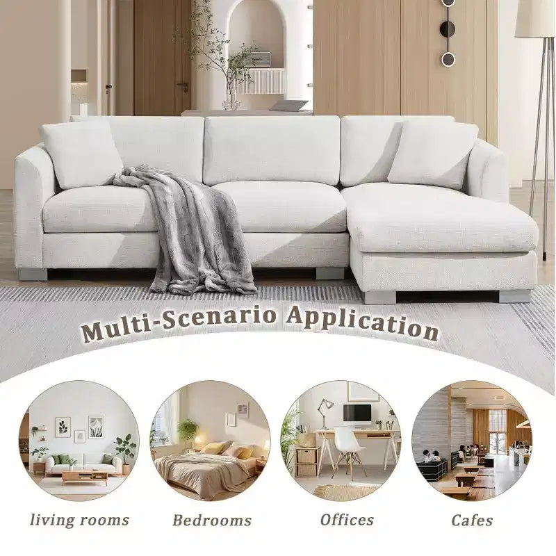 Divano componibile oversize Whisen Modern, set divano di lusso a L con chaise longue e 2 cuscini