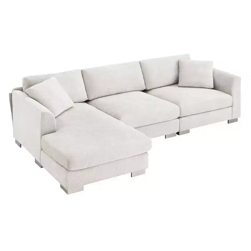 Divano componibile oversize Whisen Modern, set divano di lusso a L con chaise longue e 2 cuscini