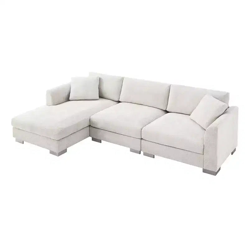 Divano componibile oversize Whisen Modern, set divano di lusso a L con chaise longue e 2 cuscini