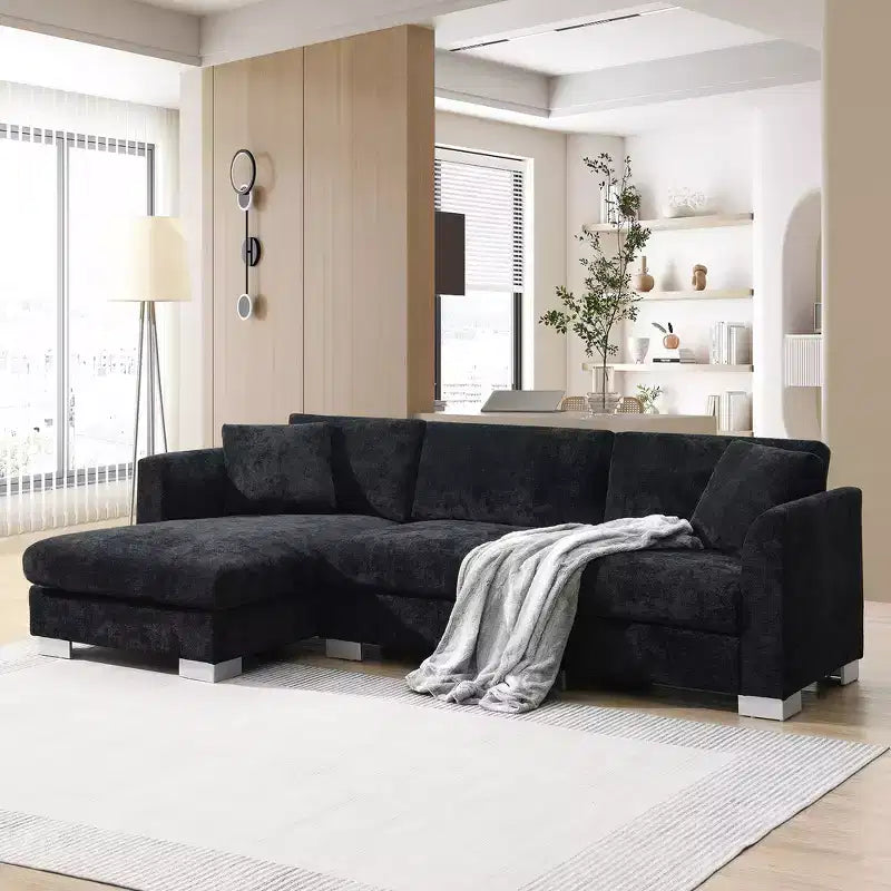 Divano componibile oversize Whisen Modern, set divano di lusso a L con chaise longue e 2 cuscini