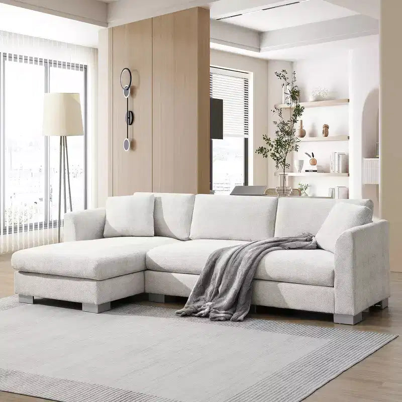 Divano componibile oversize Whisen Modern, set divano di lusso a L con chaise longue e 2 cuscini