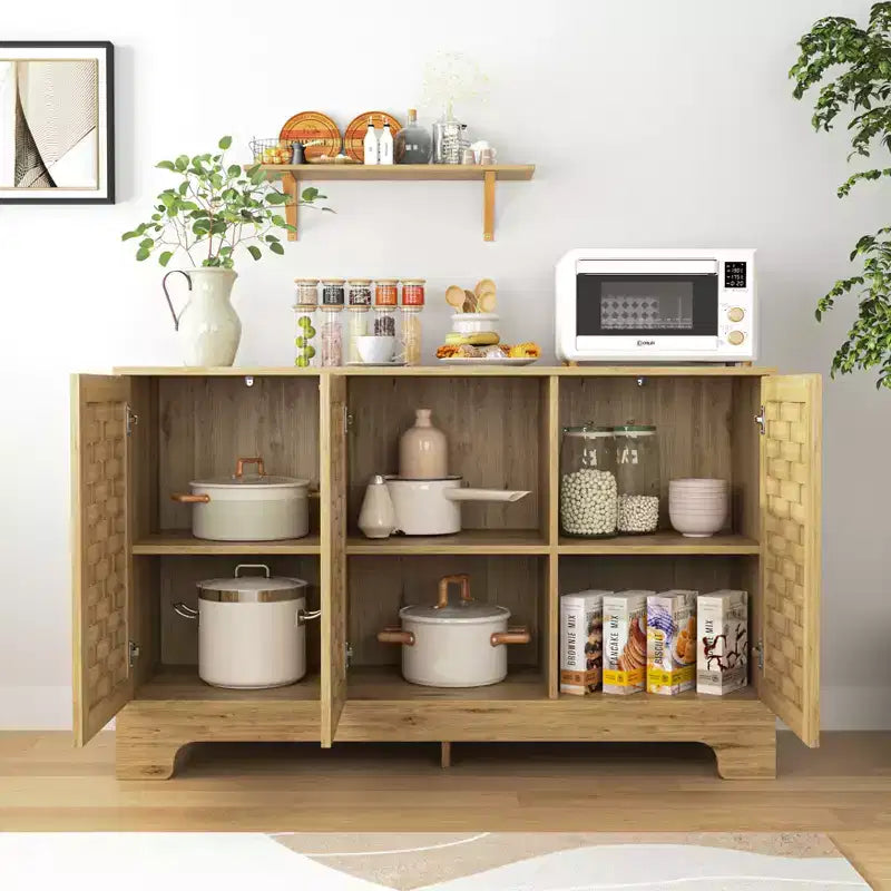 GDFStudio Francis Credenza/Mobiletto da Cucina con 3 Ante e Ripiano Regolabile, 120 cm, Effetto Legno