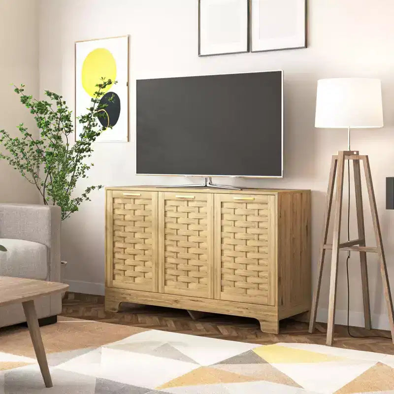 GDFStudio Francis Credenza/Mobiletto da Cucina con 3 Ante e Ripiano Regolabile, 120 cm, Effetto Legno