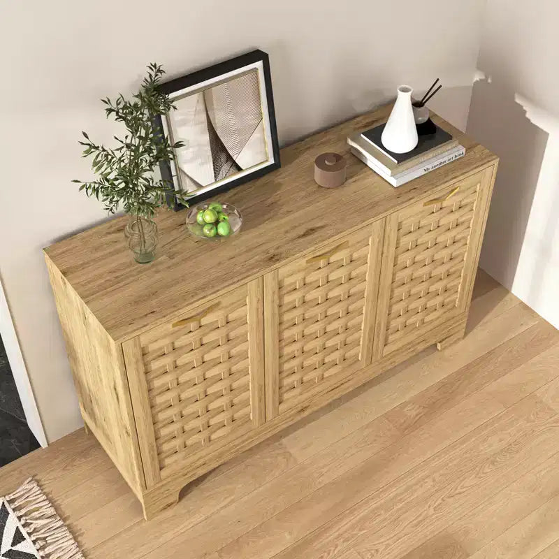 GDFStudio Francis Credenza/Mobiletto da Cucina con 3 Ante e Ripiano Regolabile, 120 cm, Effetto Legno