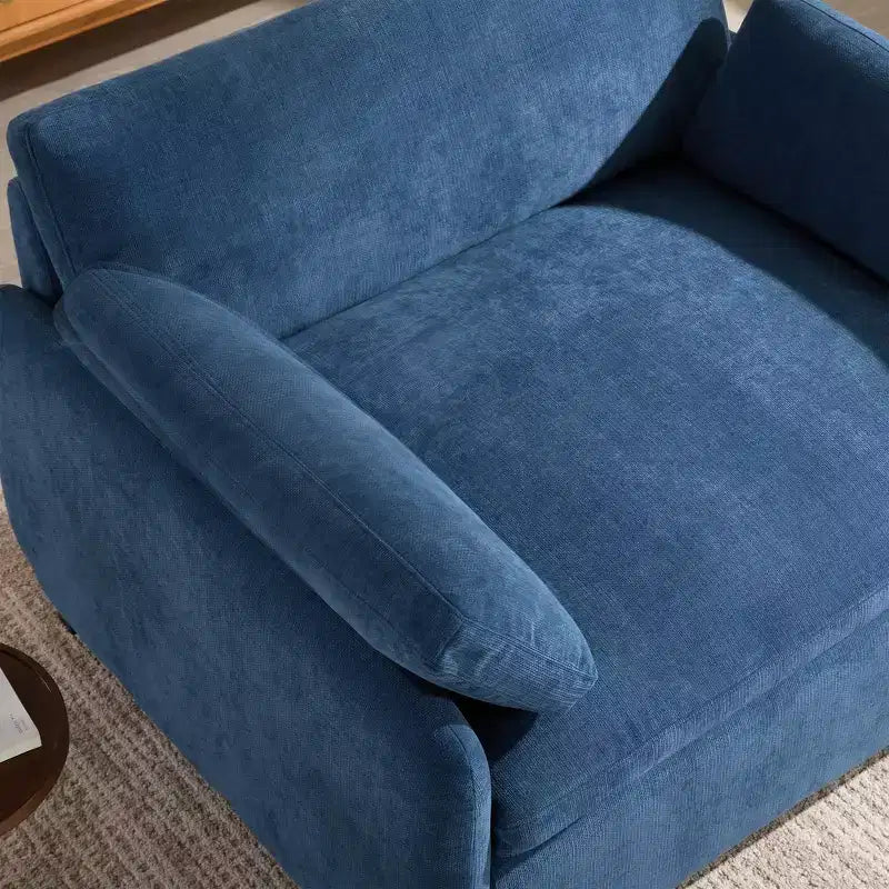 Fauteuil simple Whisen Modern surdimensionné en chenille avec blocs de couleur, canapé-salon large et profond avec oreillers