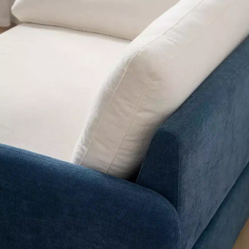 Fauteuil simple Whisen Modern surdimensionné en chenille avec blocs de couleur, canapé-salon large et profond avec oreillers