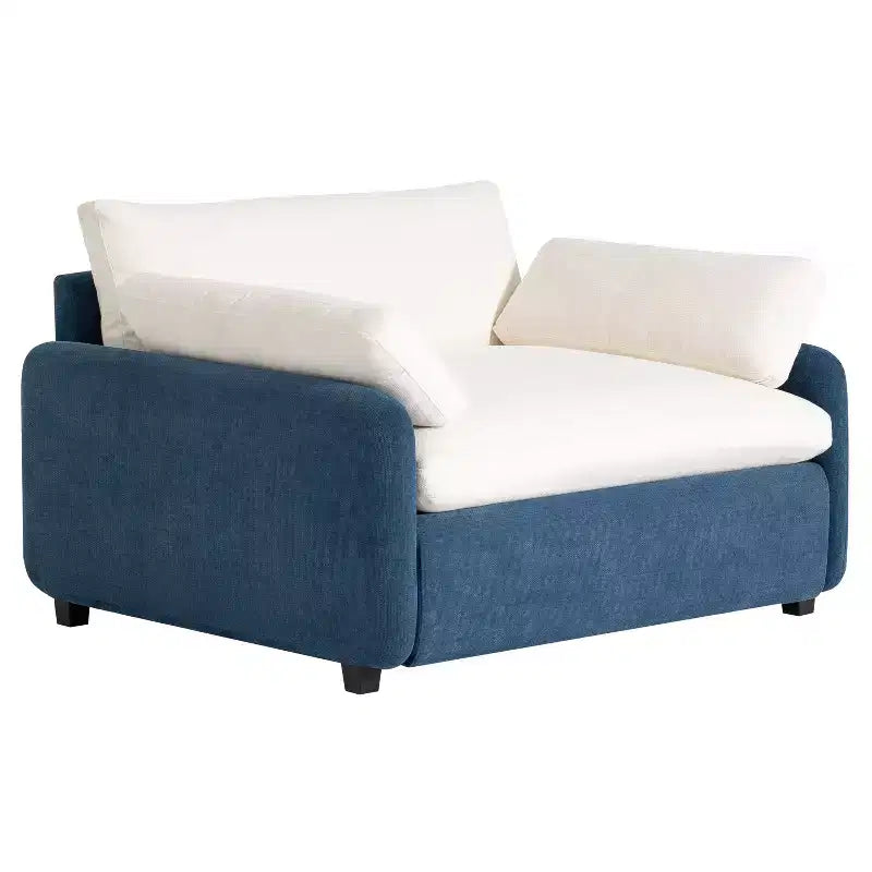 Fauteuil simple Whisen Modern surdimensionné en chenille avec blocs de couleur, canapé-salon large et profond avec oreillers