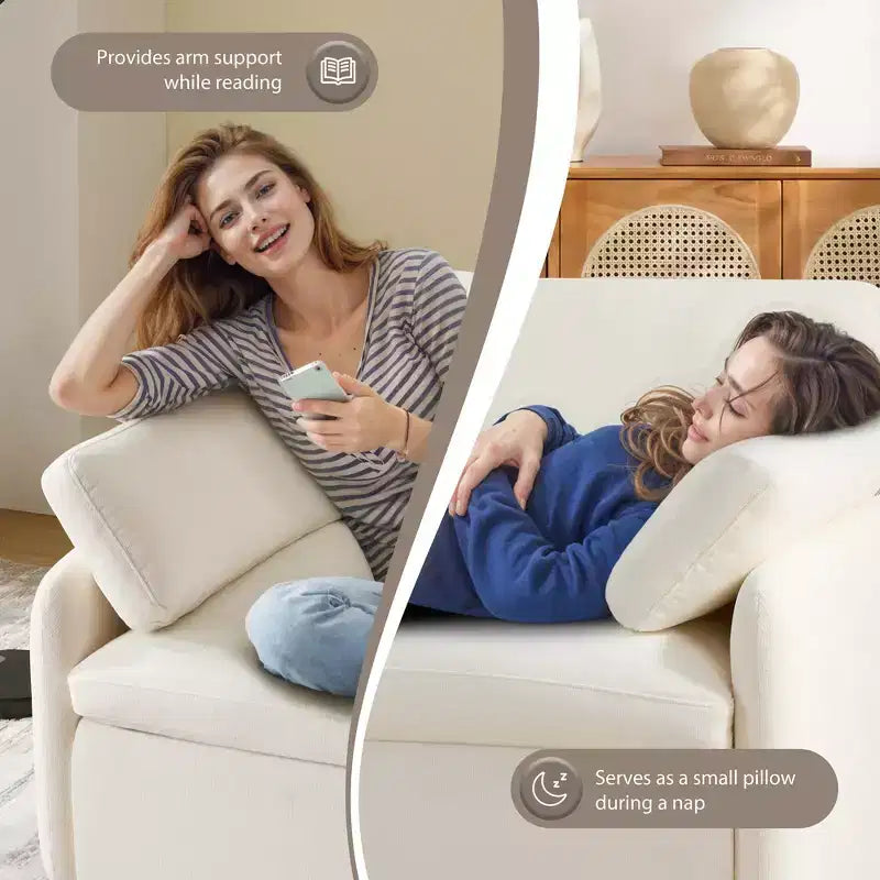 Fauteuil simple Whisen Modern surdimensionné en chenille avec blocs de couleur, canapé-salon large et profond avec oreillers