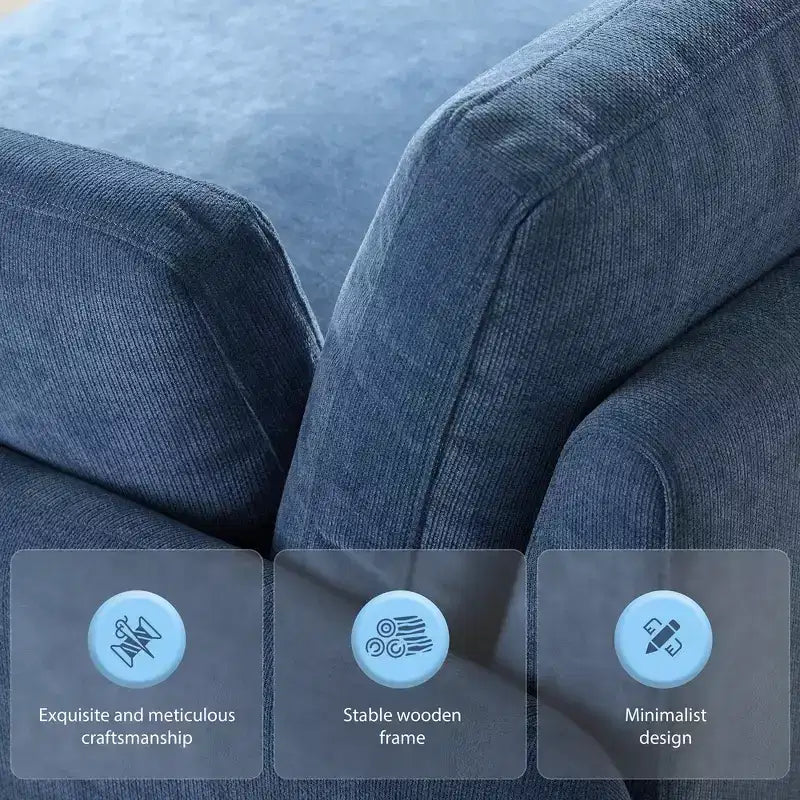 Fauteuil simple Whisen Modern surdimensionné en chenille avec blocs de couleur, canapé-salon large et profond avec oreillers
