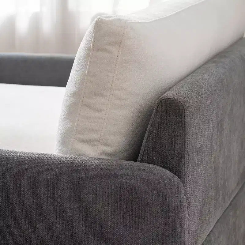 Fauteuil simple Whisen Modern surdimensionné en chenille avec blocs de couleur, canapé-salon large et profond avec oreillers