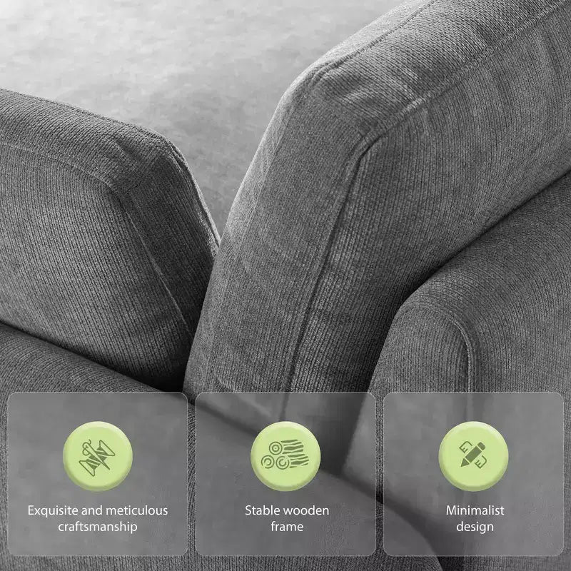 Fauteuil simple Whisen Modern surdimensionné en chenille avec blocs de couleur, canapé-salon large et profond avec oreillers